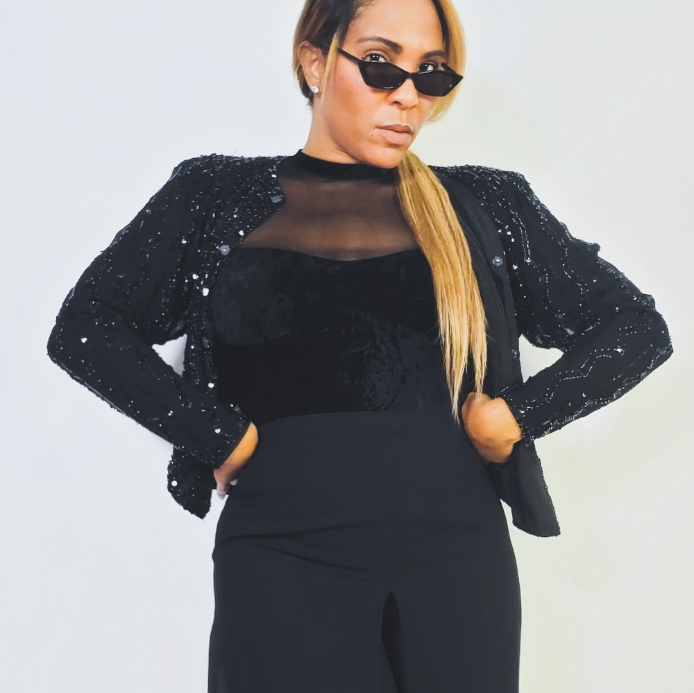 Sequin Crop Jacket - Picture 2 of 4